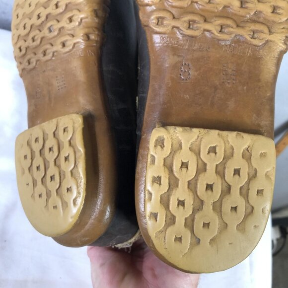 LL Bean Maine Hunting Shoe Boots Mens Size 8 Tan Brown Leather Duck Made USA - Picture 11 of 16